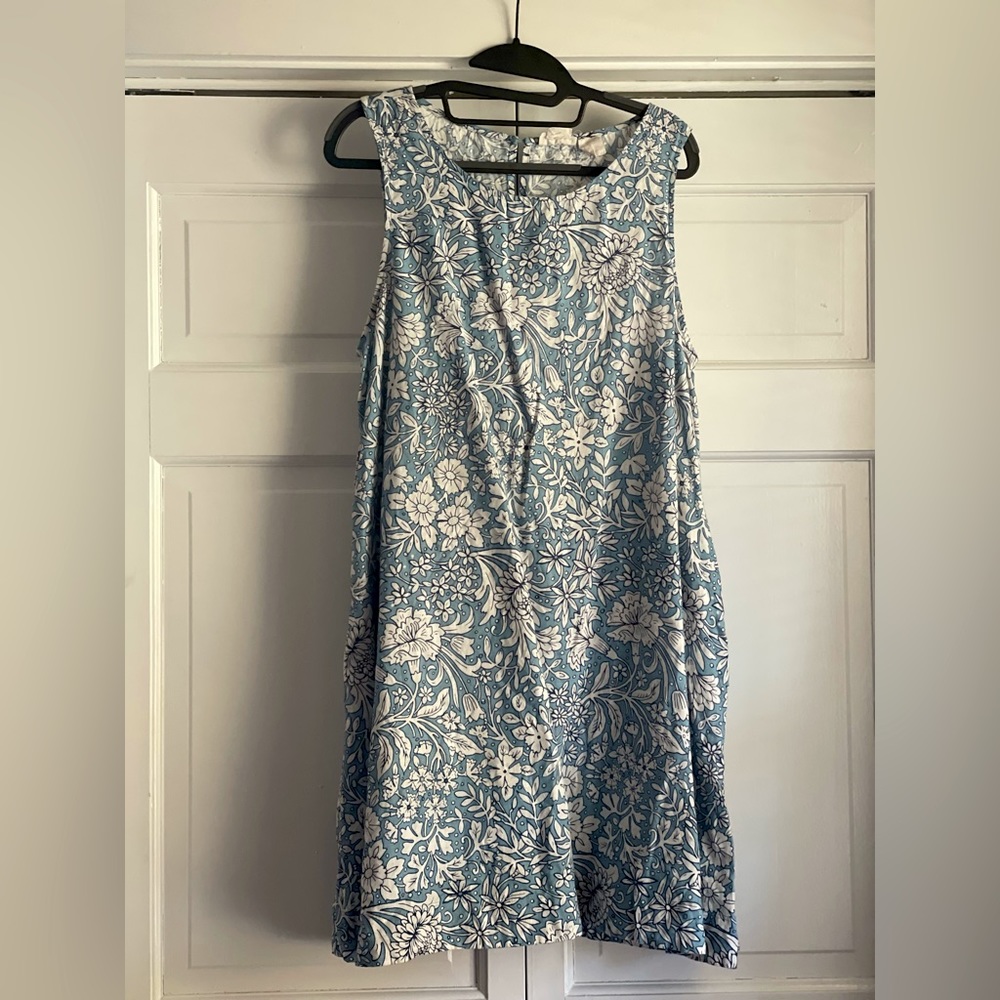 Linen Blue Floral Dress
